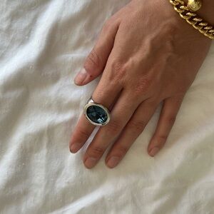 Sophisticated Silver Ring with Deep Blue Stone
